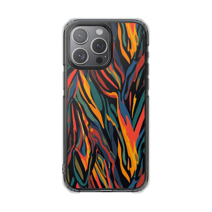 Clear Magnetic Phone Case — Abstract Flame Zebra Art