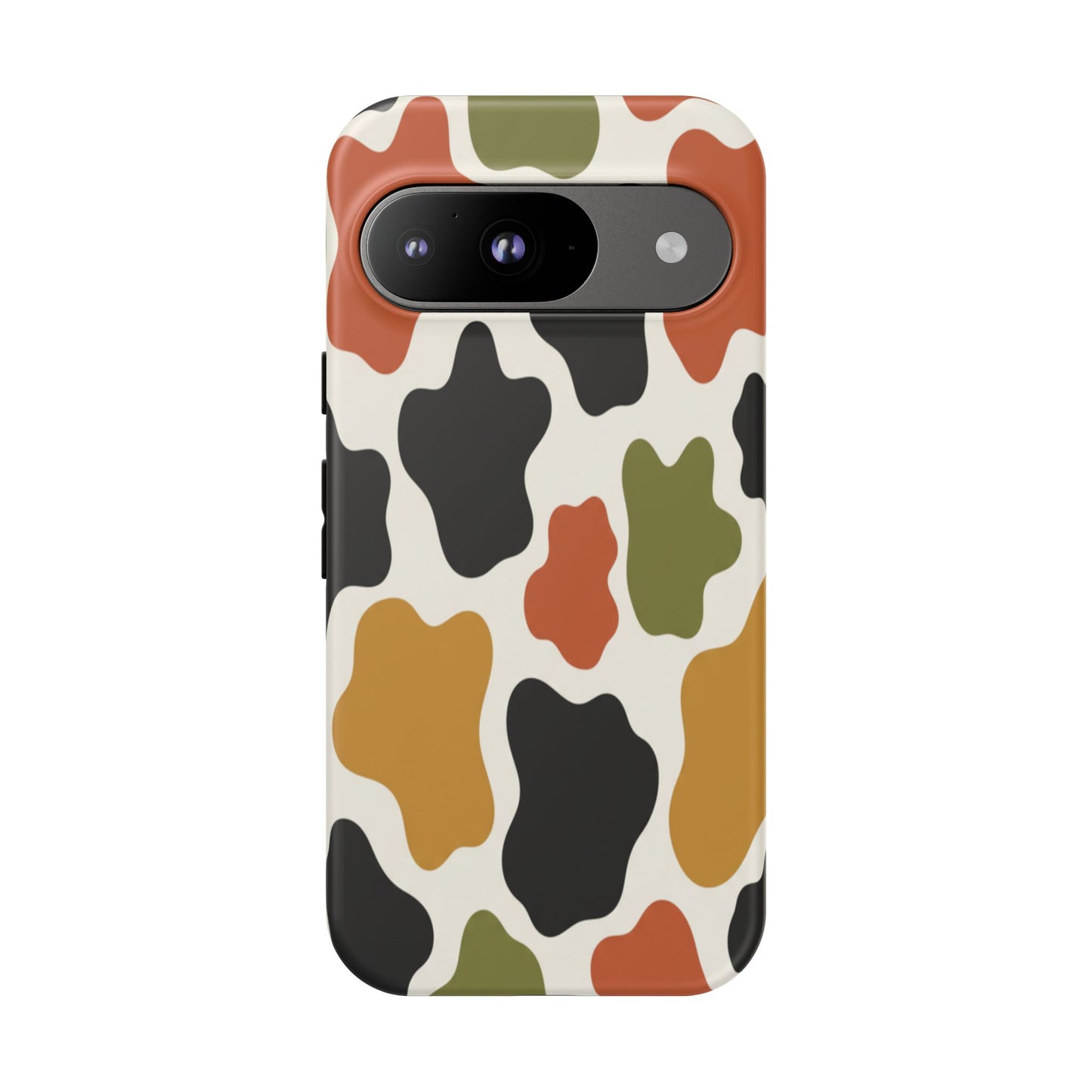 Camouflage Pattern Tough Phone Case – Retro Olive, Rust & Mustard Protective Cover