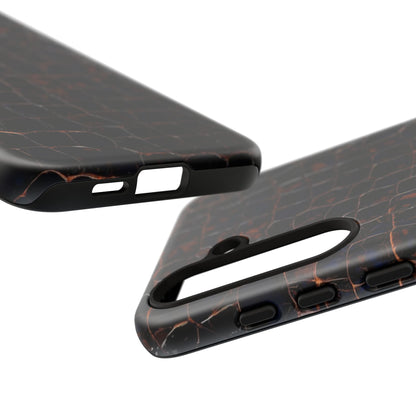 Croc-Embossed Tough Phone Case — Shockproof Black Alligator Texture