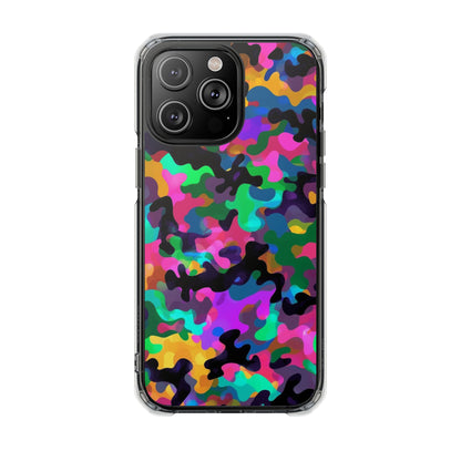 Clear Magnetic Impact Phone Case — Neon Camo Protective Cover