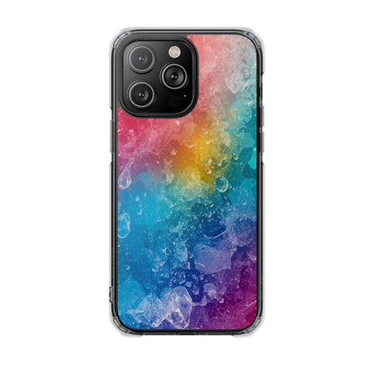 Clear Magnetic Phone Case — Rainbow Crystal Watercolor Impact Protective Cover