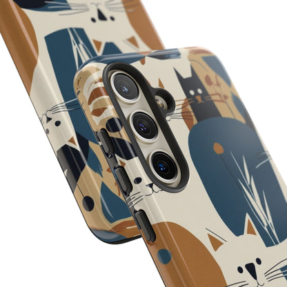 Cat Pattern Phone Case – Retro Abstract Cats Protective iPhone Cover