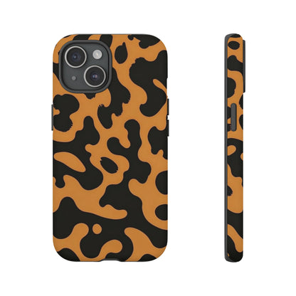 Leopard Print Phone Case — Orange & Black Tough Pattern Protective Cover