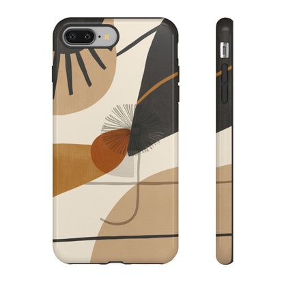 Abstract Earth Tone Phone Case — Mid-Century Minimalist Tough Case