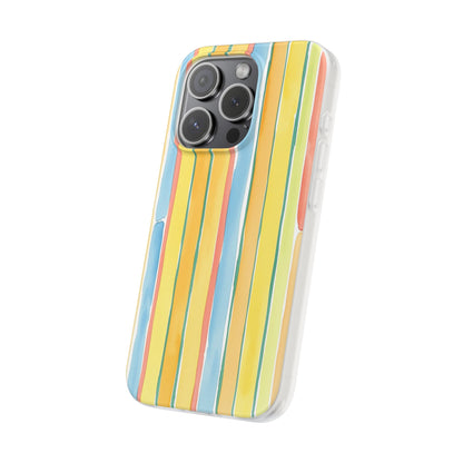Watercolor Stripe Phone Case — Bright Pastel Vertical Stripes Protective Flexi Case