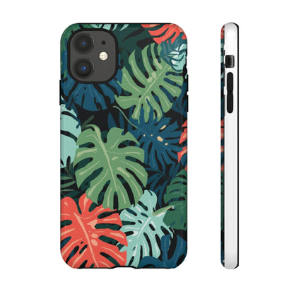 Tropical Monstera Phone Case — Colorful Leaf Protective Tough Case