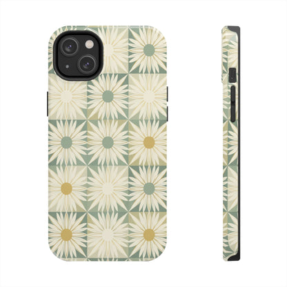 Retro Daisy Tough Phone Case — Vintage Floral Protective Cover for iPhone