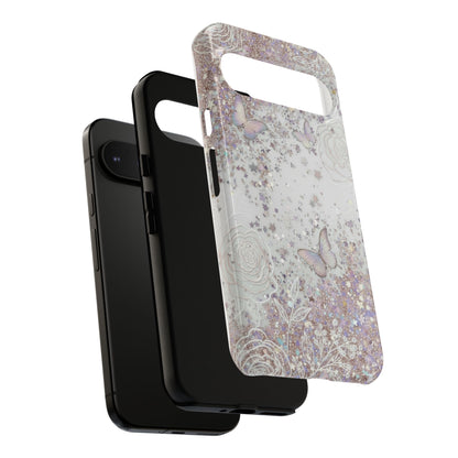 Butterfly Glitter Tough Phone Case — Floral Sparkle Protective Case