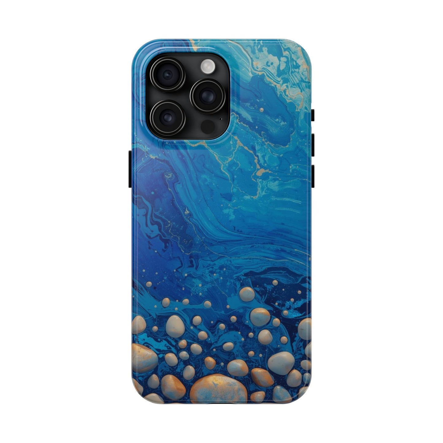Blue Ocean Pebble Tough Phone Case — Protective Artistic Marble Design