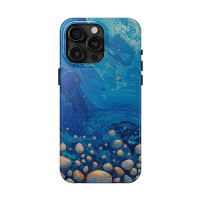 Blue Ocean Pebble Tough Phone Case — Protective Artistic Marble Design