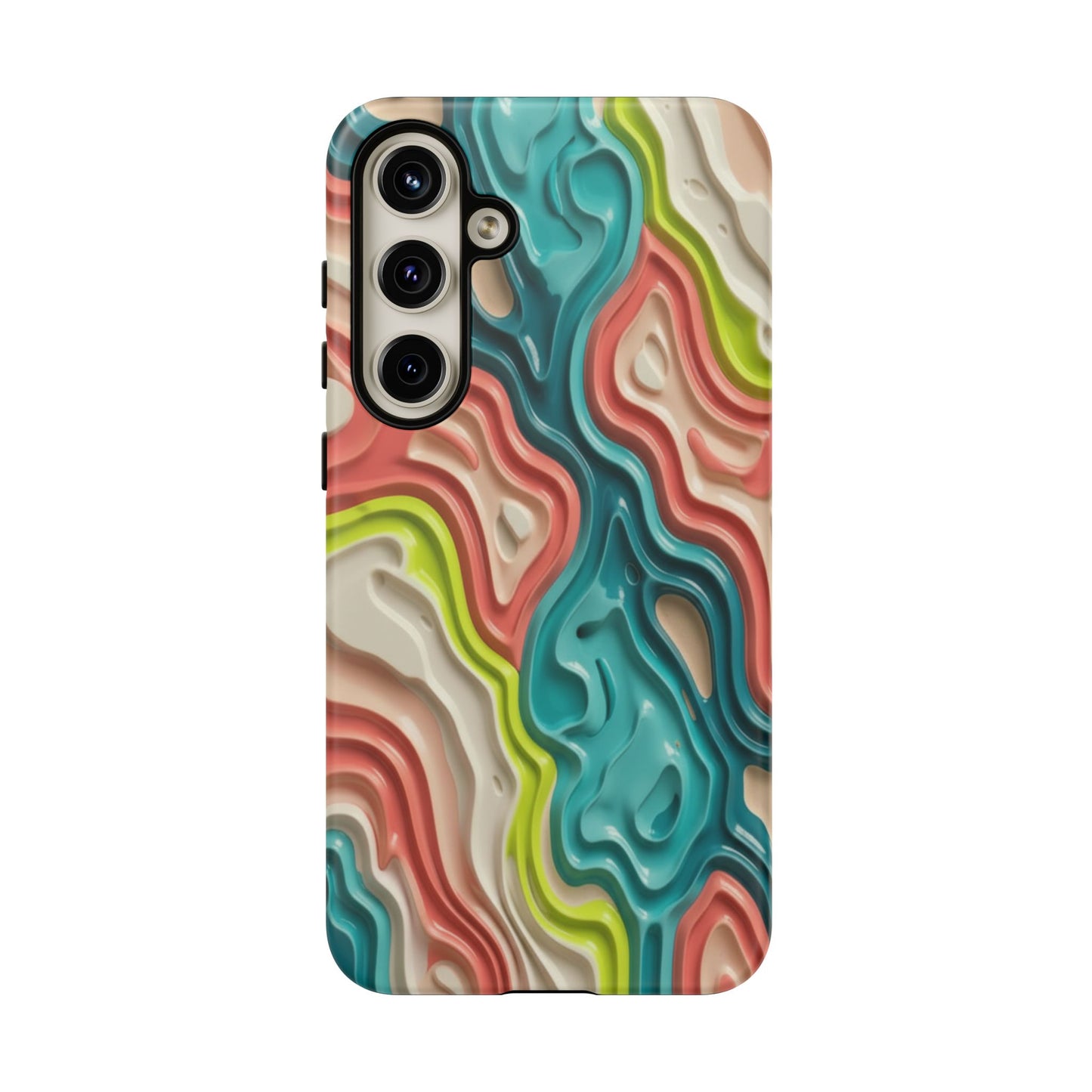 Abstract Contour Phone Case — Colorful Topographic Pattern Tough Case