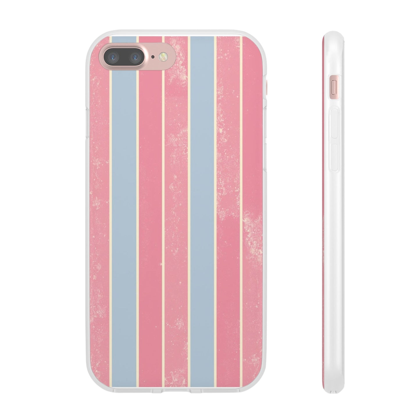 Striped Pink & Blue Phone Case — Retro Pastel Flexi Case