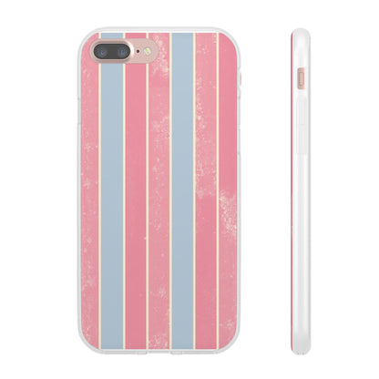 Striped Pink & Blue Phone Case — Retro Pastel Flexi Case
