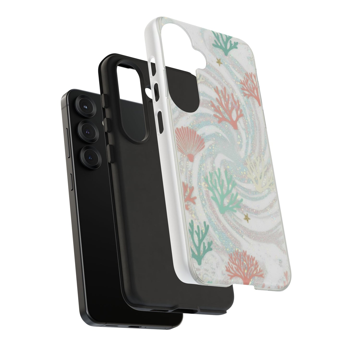 Seafoam Coral Tough Phone Case - Pastel Ocean Wave Design