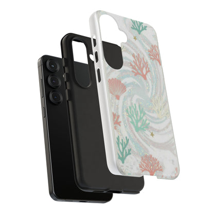 Seafoam Coral Tough Phone Case - Pastel Ocean Wave Design