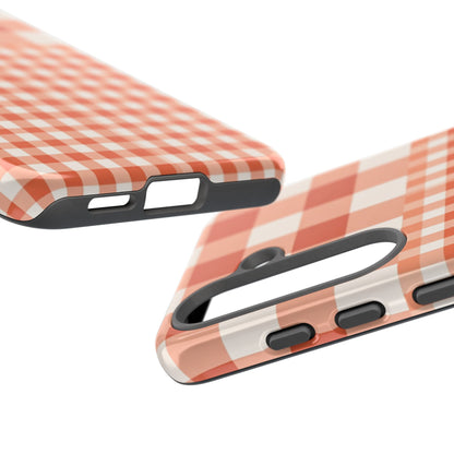 Buffalo Check Tough Phone Case — Orange Gingham Protective Cover