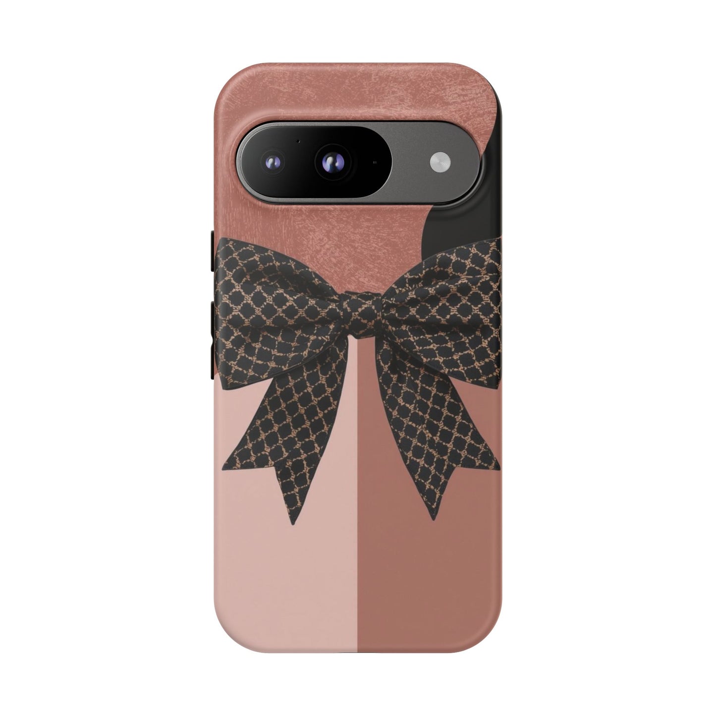 Bow Stripe Tough Phone Case – Pink Mauve Protective Cover