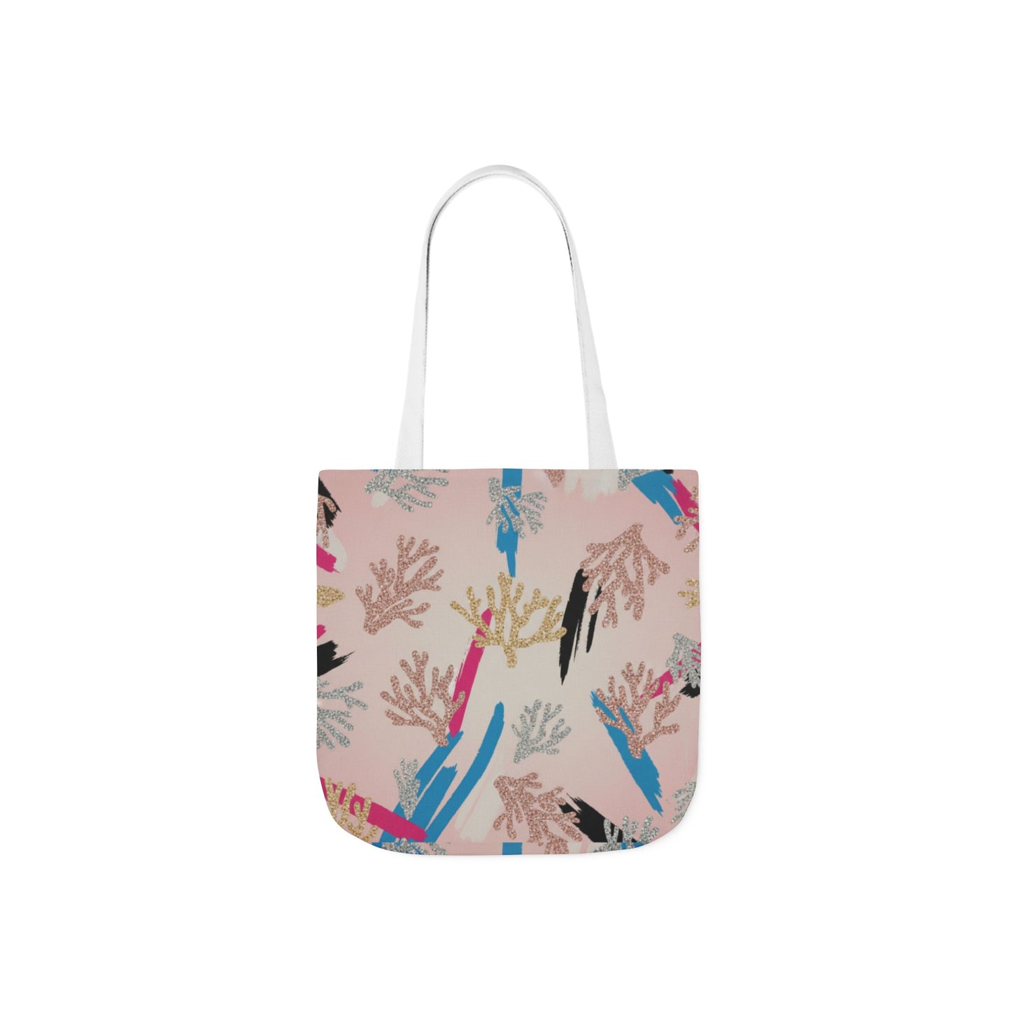 Abstract Coral Pattern Canvas Tote — Beachy Pink Reusable Bag
