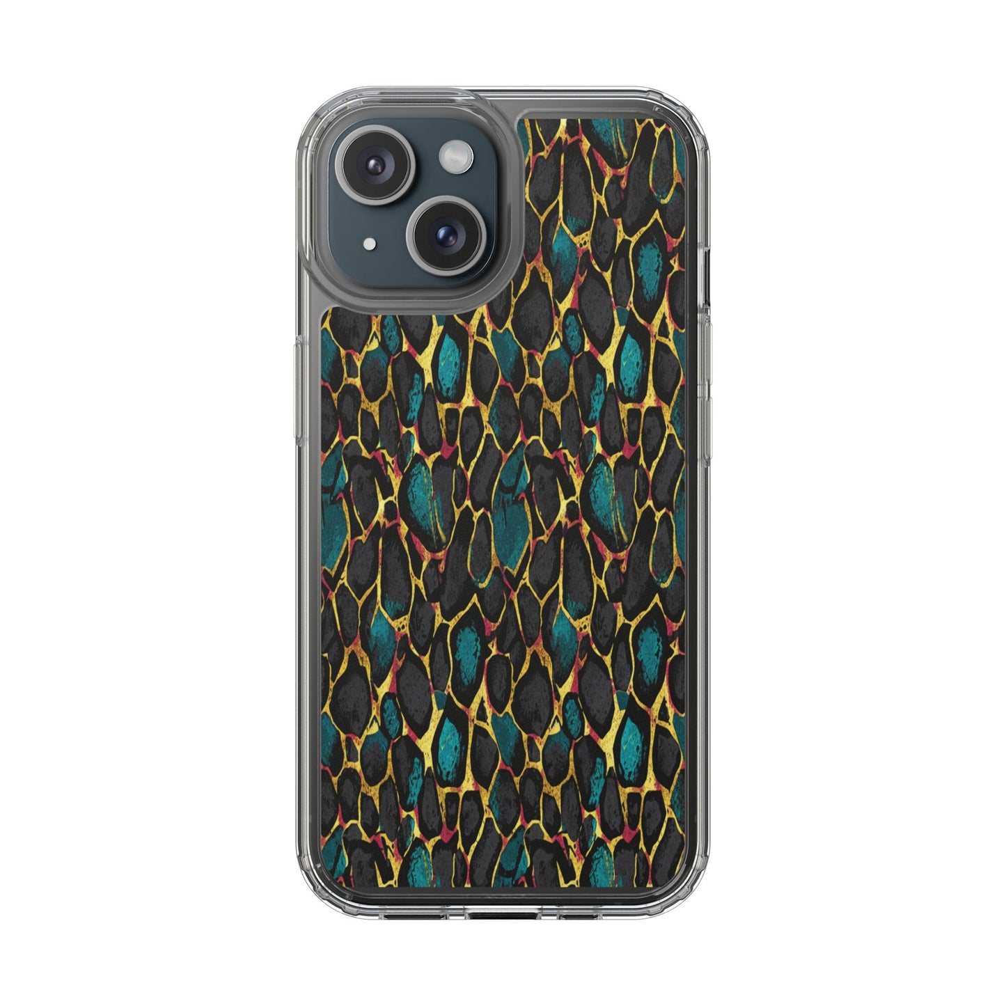 Teal Gold Leopard Clear Phone Case