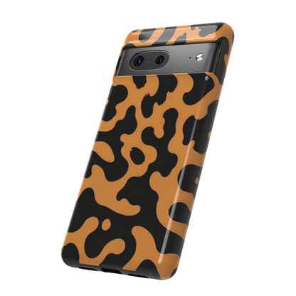 Leopard Print Phone Case — Orange & Black Tough Pattern Protective Cover