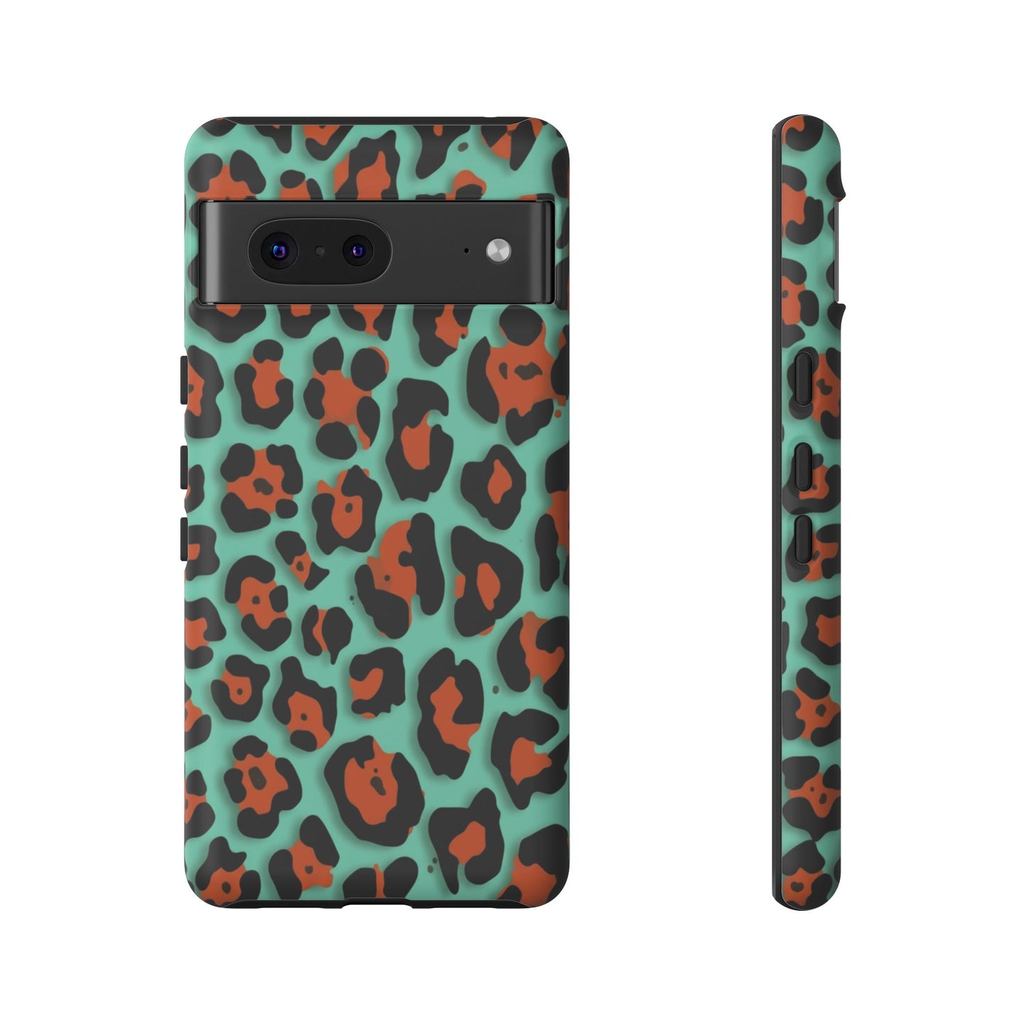 Teal & Rust Leopard Phone Case — Tough Protective Animal Print