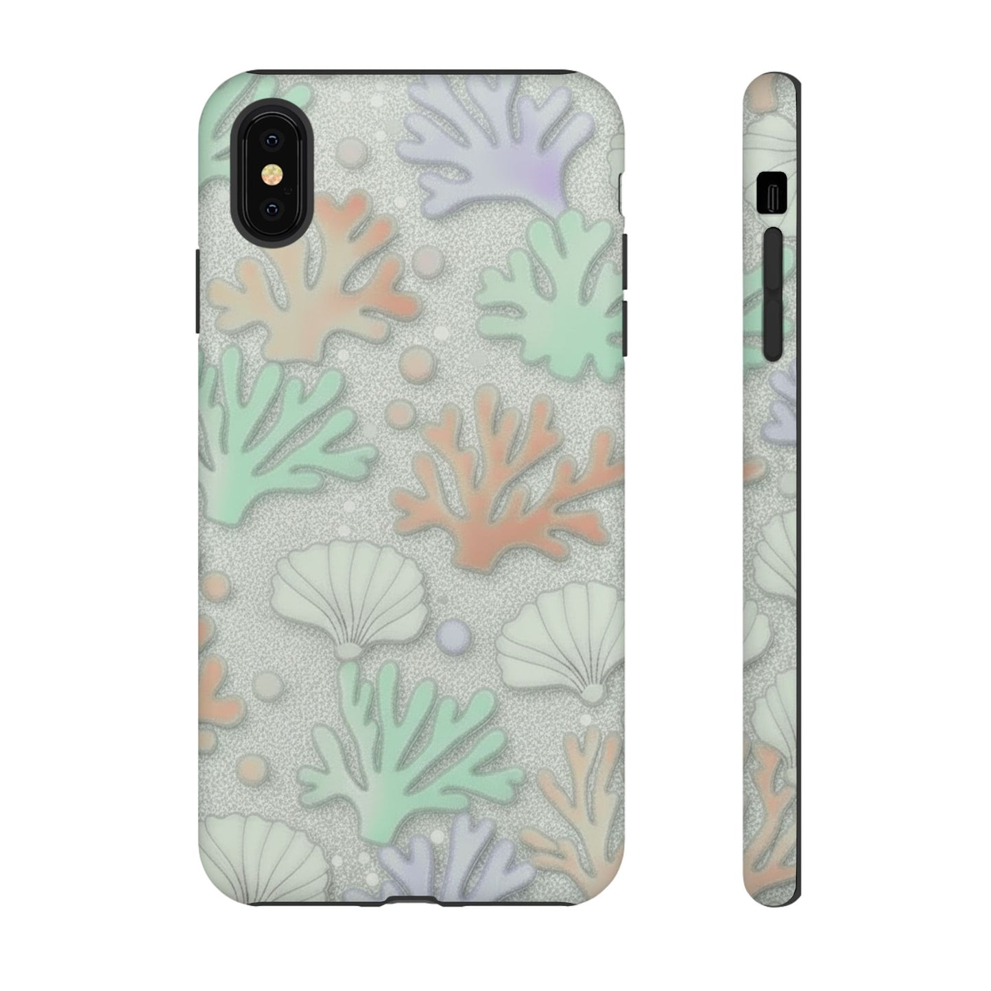 Pastel Coral Reef Tough Phone Case – Sea Shell & Coral Pattern Durable Protector
