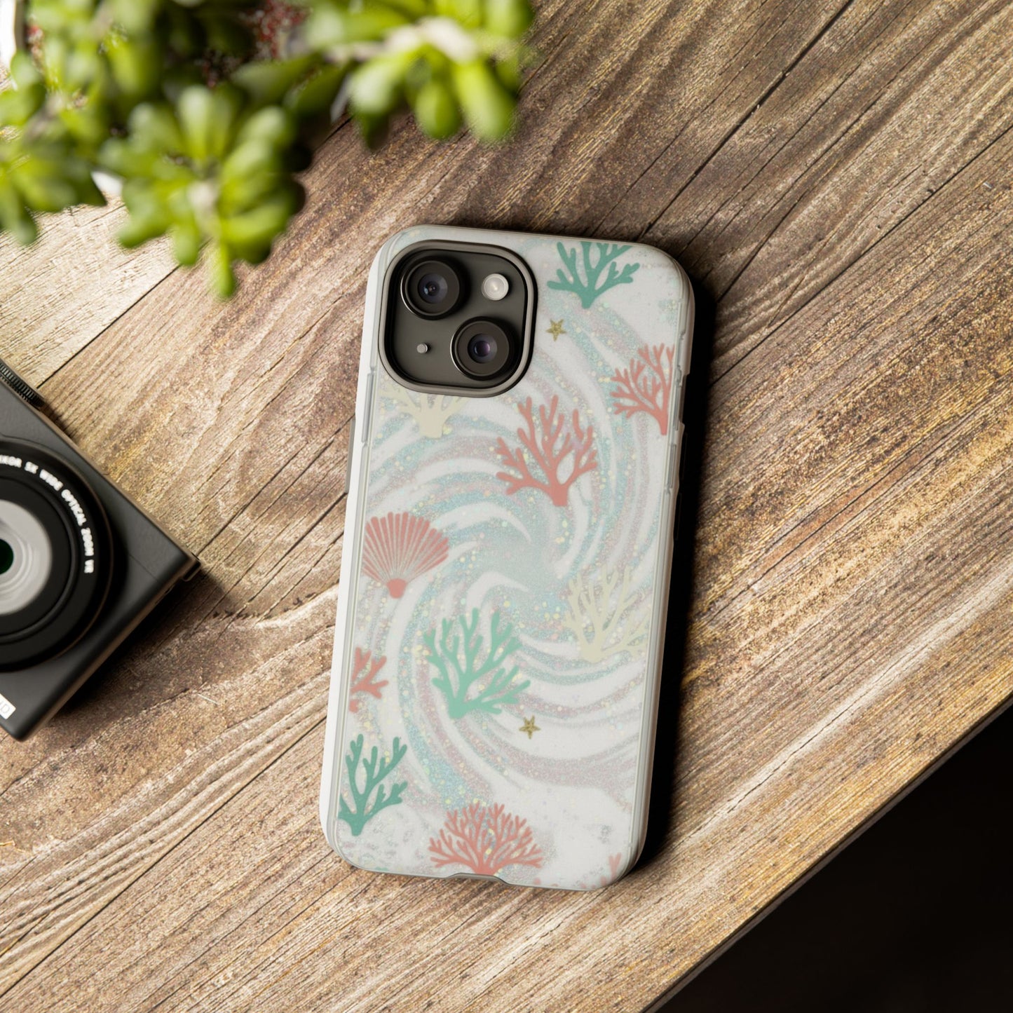 Seafoam Coral Tough Phone Case - Pastel Ocean Wave Design