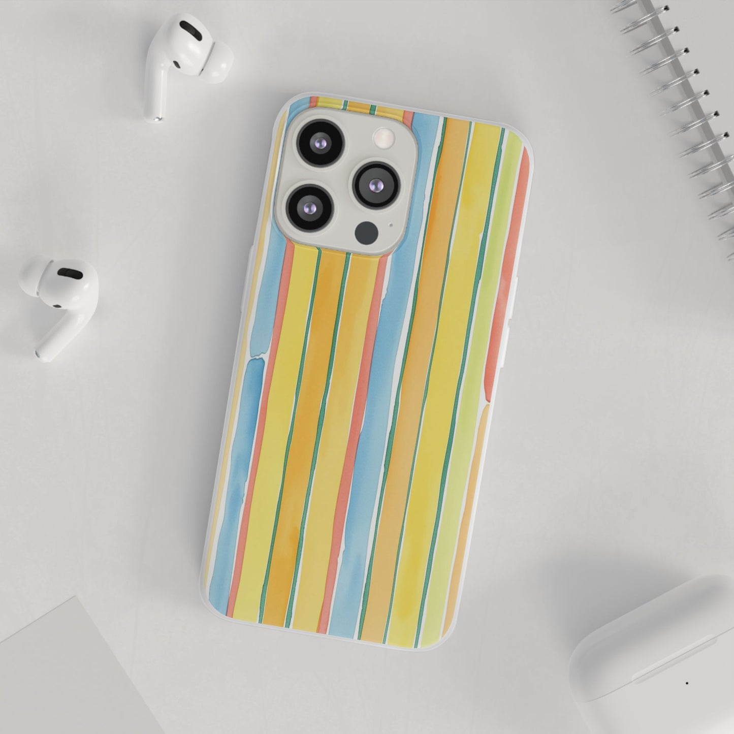 Watercolor Stripe Phone Case — Bright Pastel Vertical Stripes Protective Flexi Case