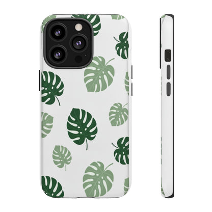 Monstera Leaf Tough Phone Case – Tropical Green Palm Pattern Protective Cover