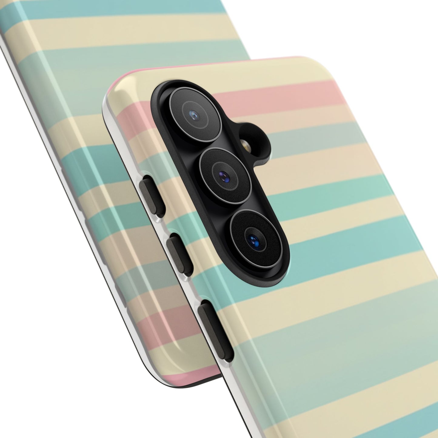 Pastel Striped Tough Phone Case – Protective Retro Rainbow Design