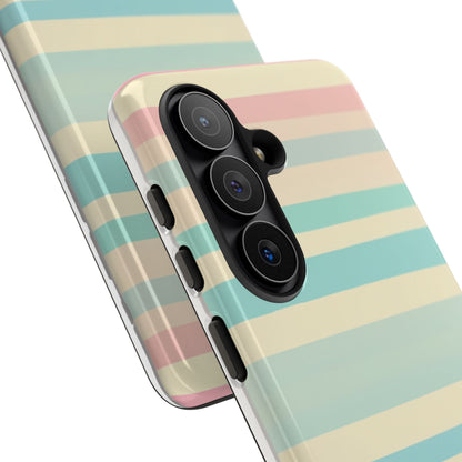 Pastel Striped Tough Phone Case – Protective Retro Rainbow Design