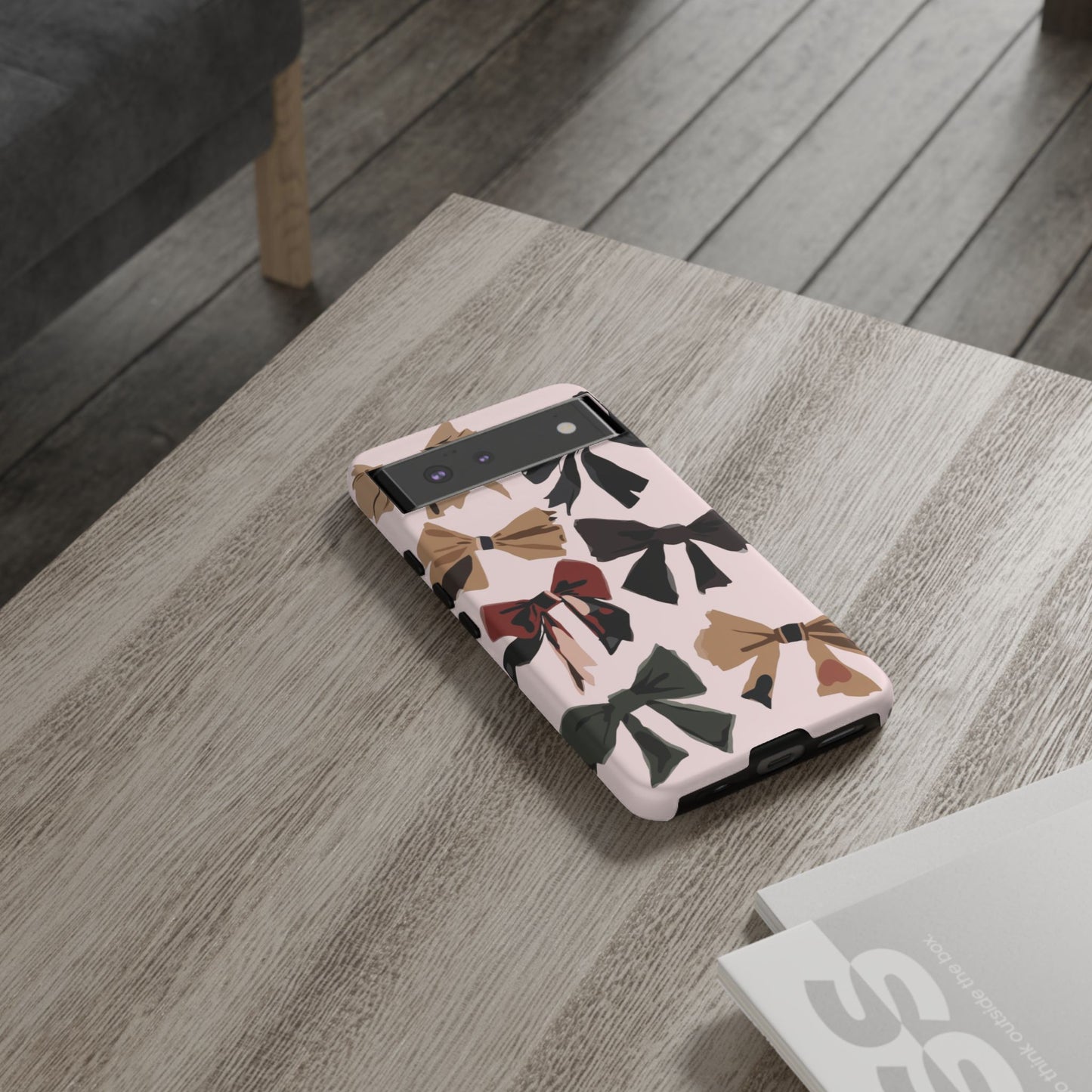 Bow Pattern Phone Case - Pink, Brown & Black Bows Protective Cover