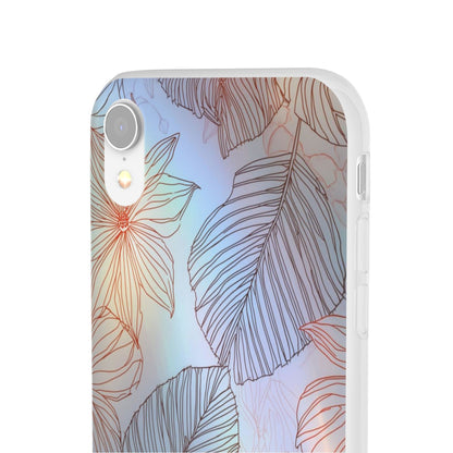 Floral Holographic Phone Case — Iridescent Leaves & Flowers Flexi Case