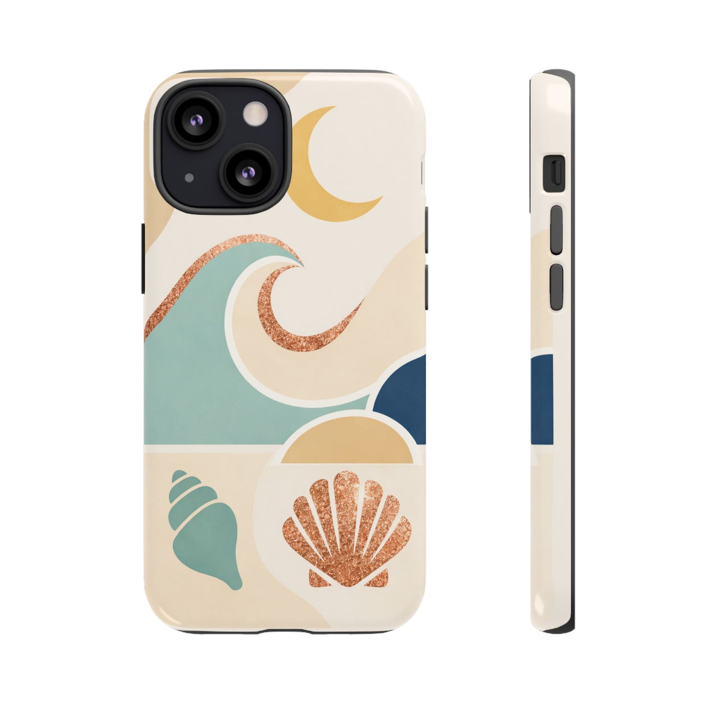 Sea Breeze Tough Phone Case — Retro Waves & Shells Design