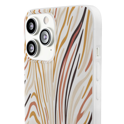 Marbled Neutral Stripe Phone Case — Abstract Beige & Terracotta Flexi Case