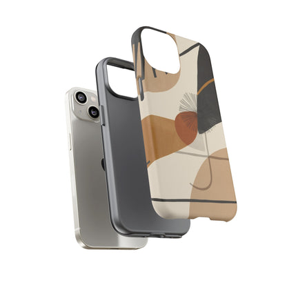 Abstract Earth Tone Phone Case — Mid-Century Minimalist Tough Case