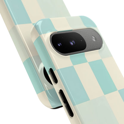 Pastel Checkerboard Tough Case – Mint & Cream Protective Phone Cover