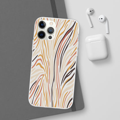 Marbled Neutral Stripe Phone Case — Abstract Beige & Terracotta Flexi Case