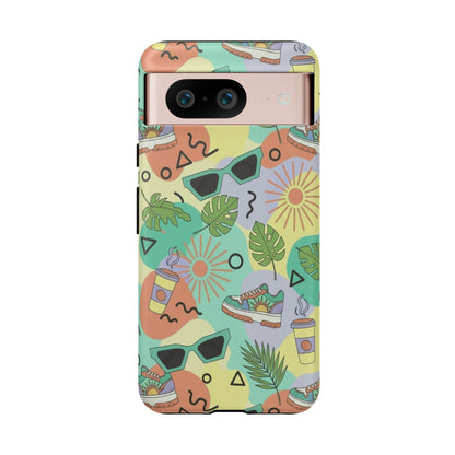 Tropical Summer Phone Case — Retro Sunglasses, Sneakers & Palm Pattern