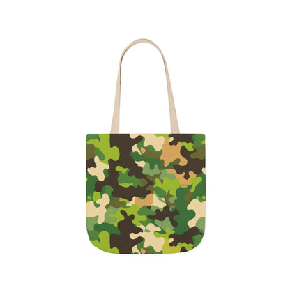 Camo Canvas Tote Bag — Green Military Print Reusable Market Bag
