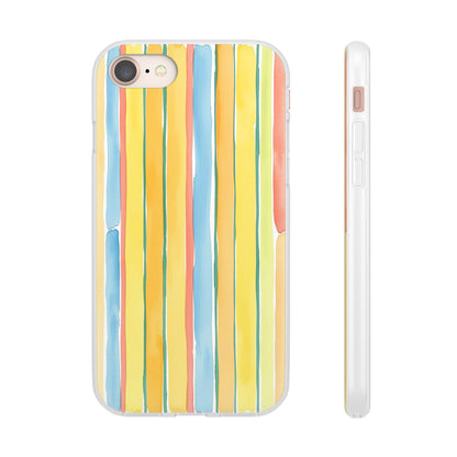 Watercolor Stripe Phone Case — Bright Pastel Vertical Stripes Protective Flexi Case
