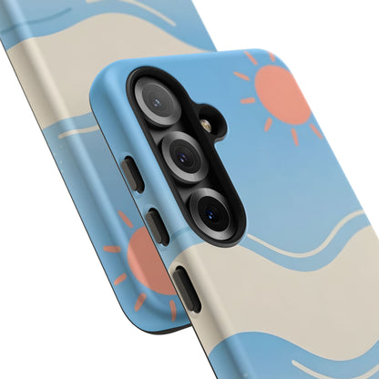 Beach Waves Tough Phone Case — Summer Sun & Seashell Protective Cover