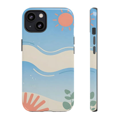 Beach Waves Tough Phone Case — Summer Sun & Seashell Protective Cover