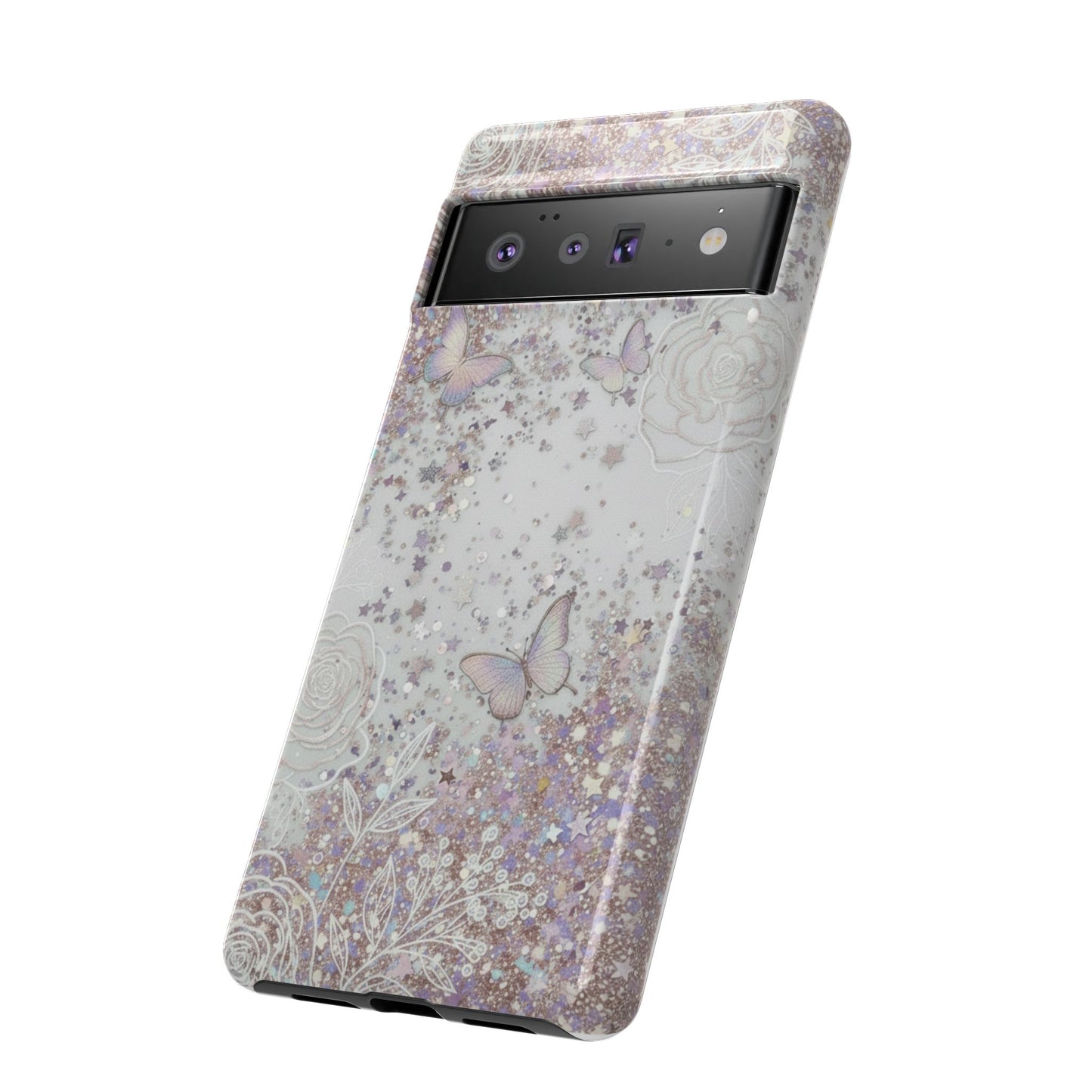 Butterfly Glitter Tough Phone Case — Floral Sparkle Protective Case