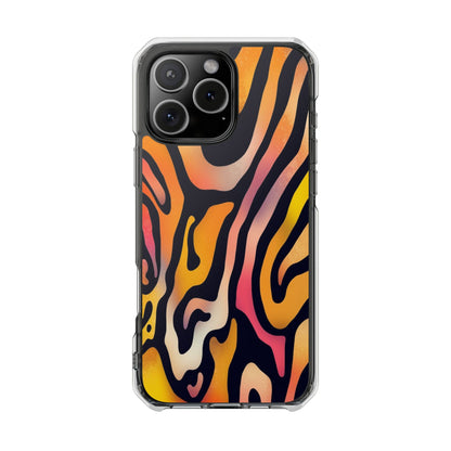 Clear Impact Phone Case — Vibrant Orange Zebra Pattern (Magnetic Compatible)
