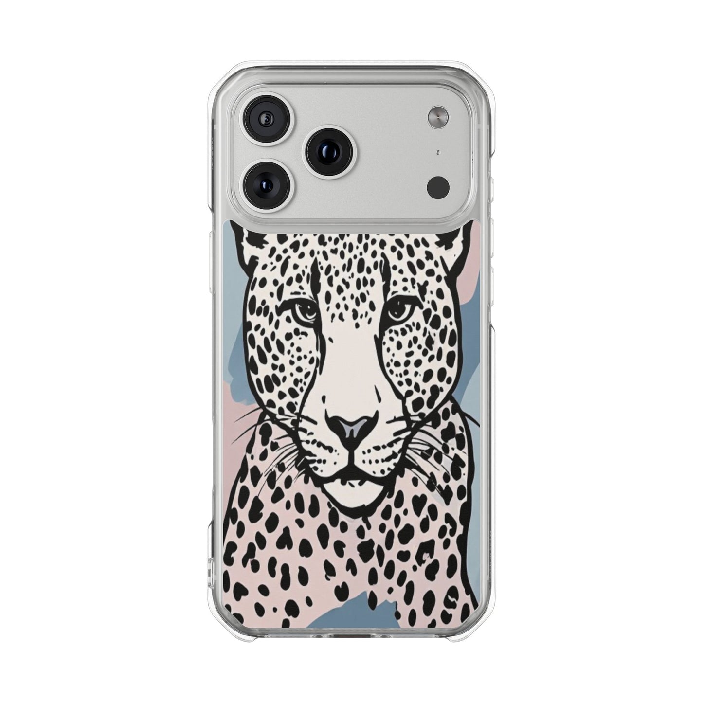 Clear Magnetic Phone Case — Leopard Art Protective Impact Cover