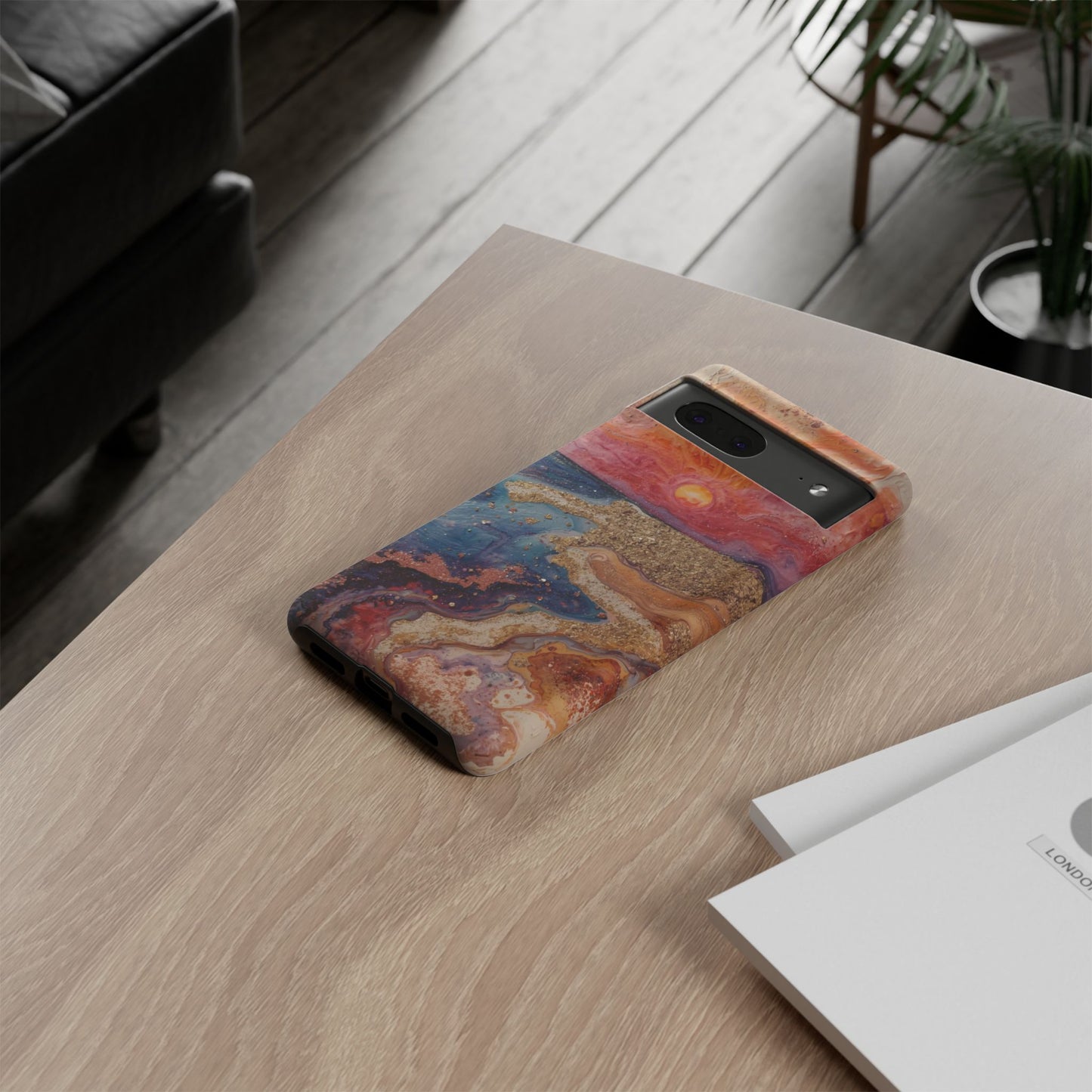 Sunset Coast Phone Case — Colorful Abstract Beach Art Tough Case