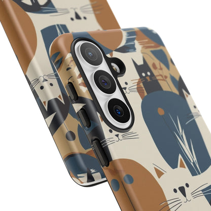 Cat Pattern Phone Case – Retro Abstract Cats Protective iPhone Cover