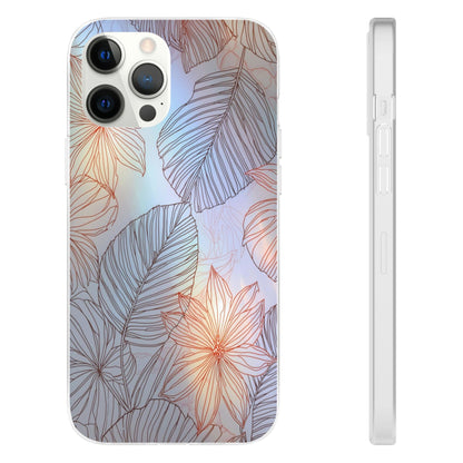 Floral Holographic Phone Case — Iridescent Leaves & Flowers Flexi Case