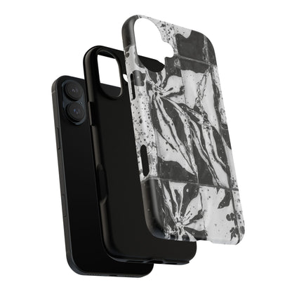 Monochrome Tile Floral Tough Phone Case